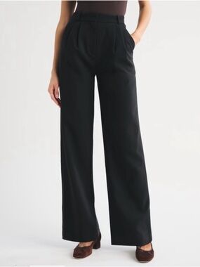 Abercrombie & Fitch Black High-Rise Wide-Leg Trousers